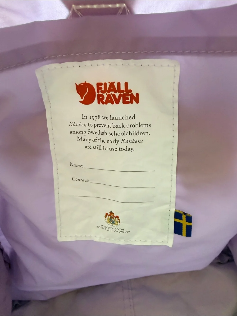 Fjallraven Kånken Backpack in Lilac with White Straps